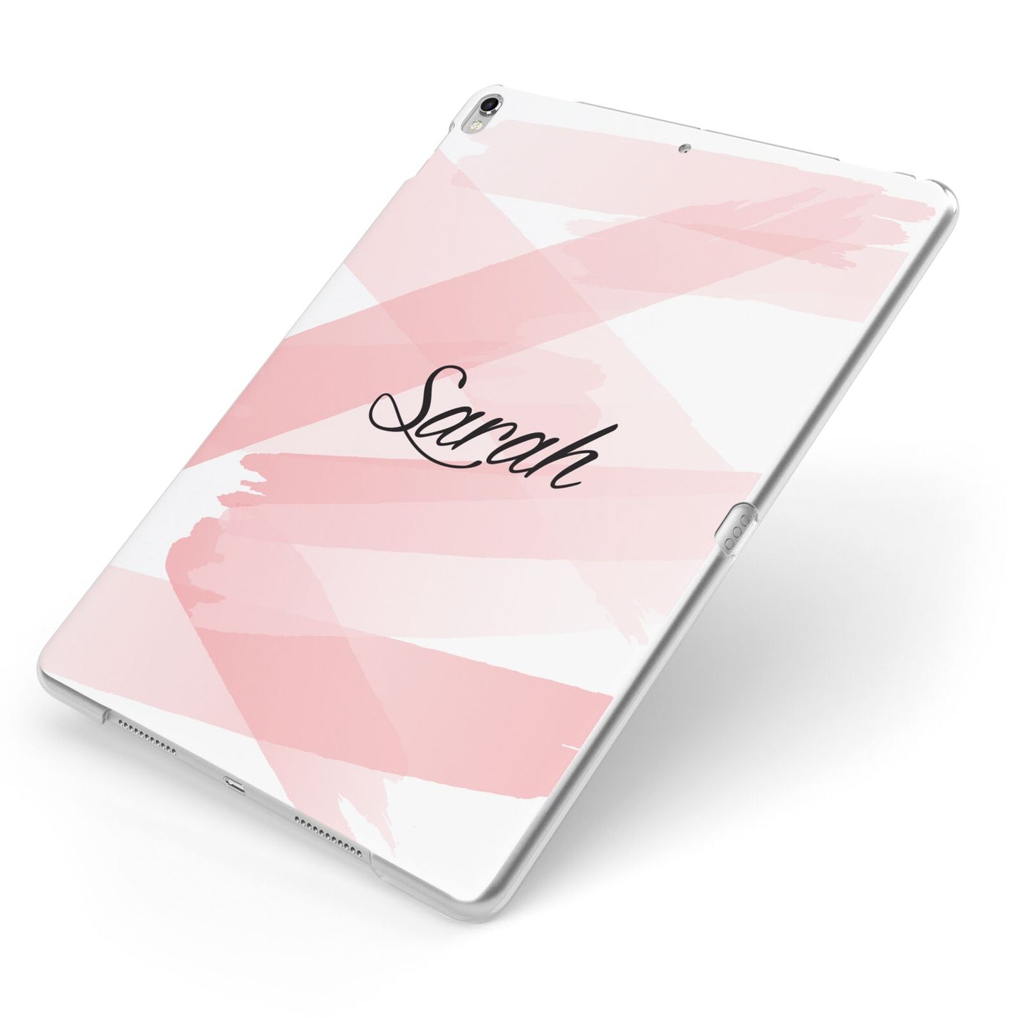 Personalised Pink Watercolour Name Apple iPad Case on Silver iPad Side View