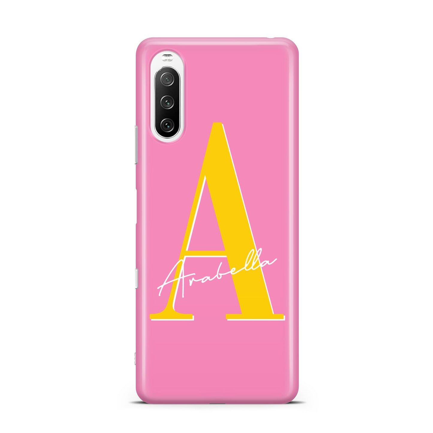 Personalised Pink Yellow Initial Sony Xperia 10 III Case