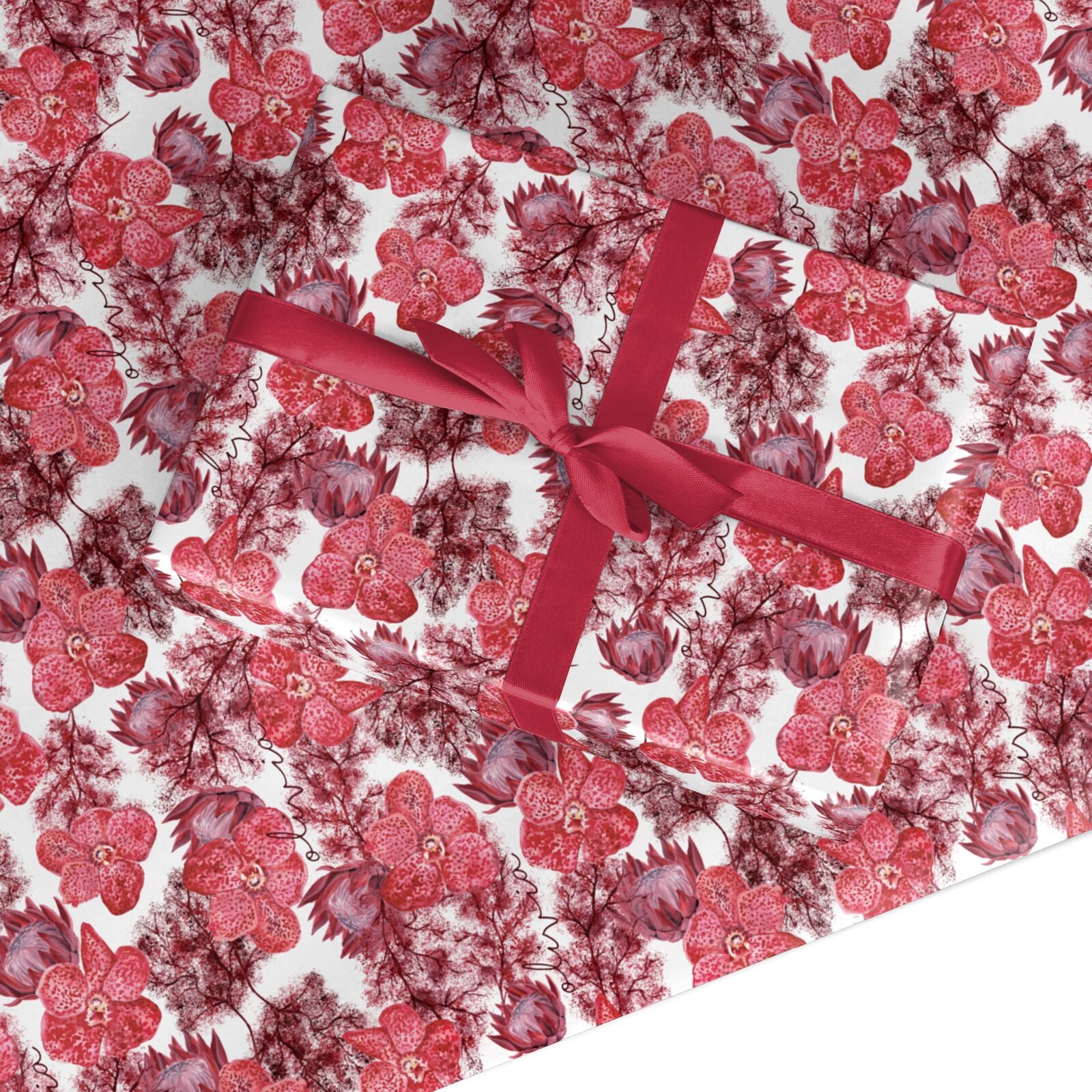 Personalised Pink and Red Floral Wrapping Paper – Dyefor