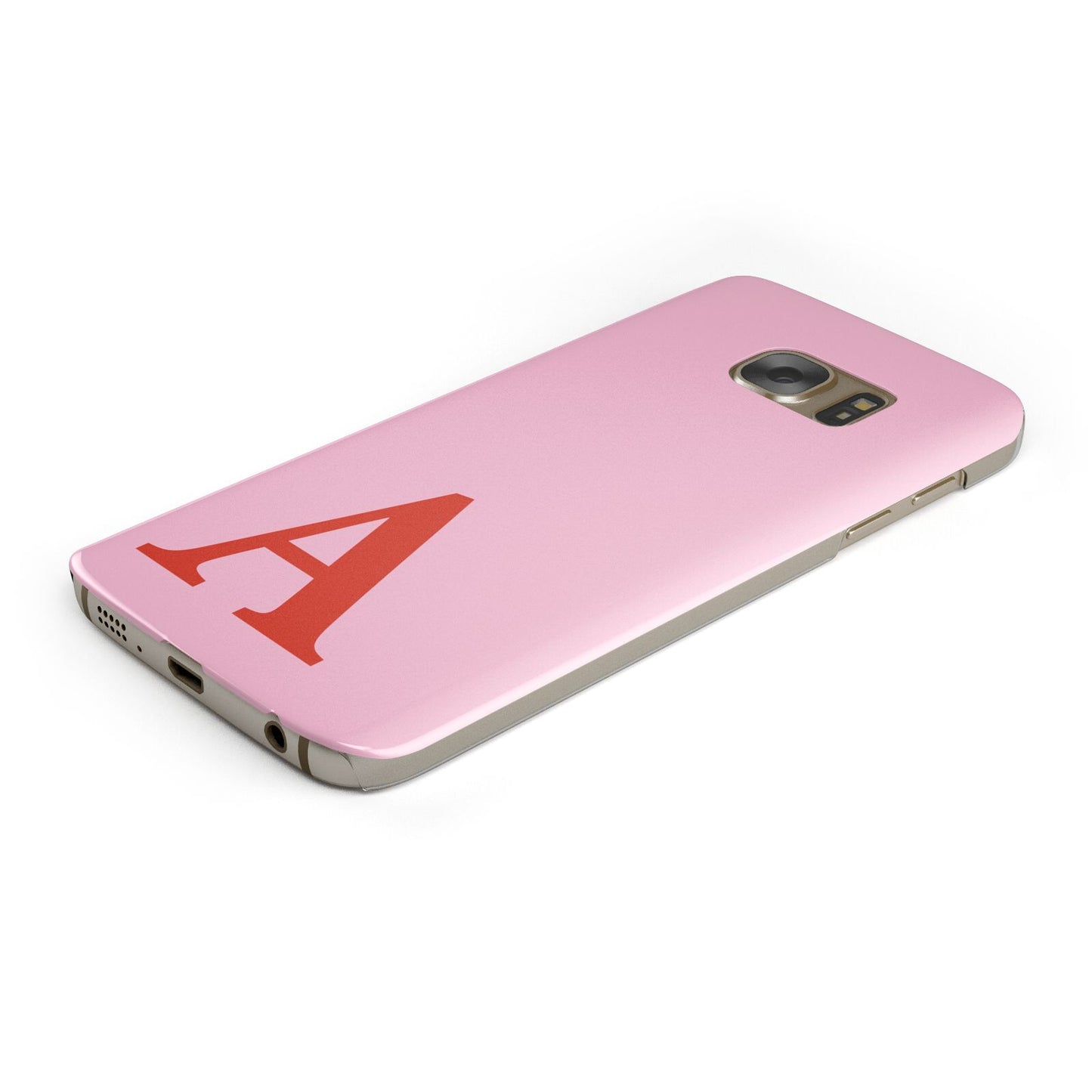 Personalised Pink and Red Protective Samsung Galaxy Case Angled Image