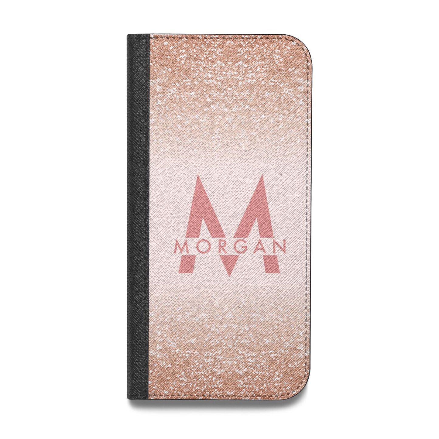 Personalised Printed Glitter Name Initials Vegan Leather Flip Samsung Case
