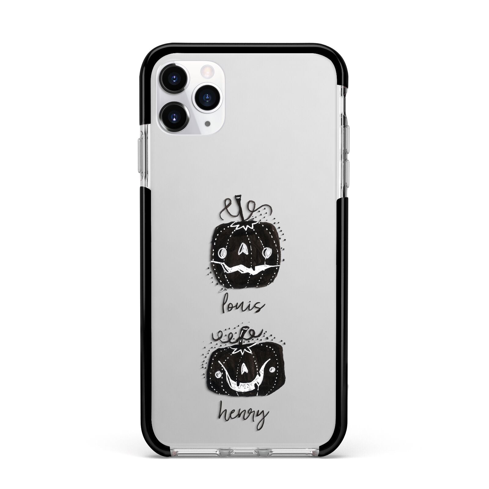 Personalised Pumpkins Apple iPhone 11 Pro Max in Silver with Black Impact Case