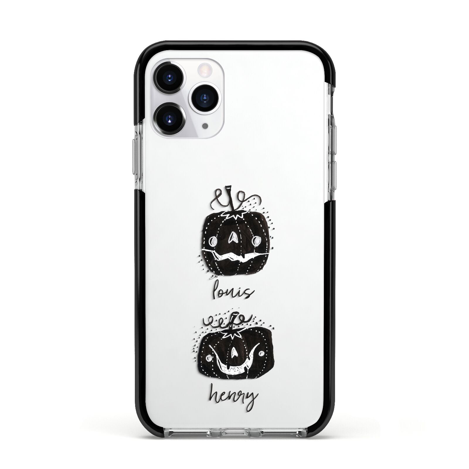 Personalised Pumpkins Apple iPhone 11 Pro in Silver with Black Impact Case