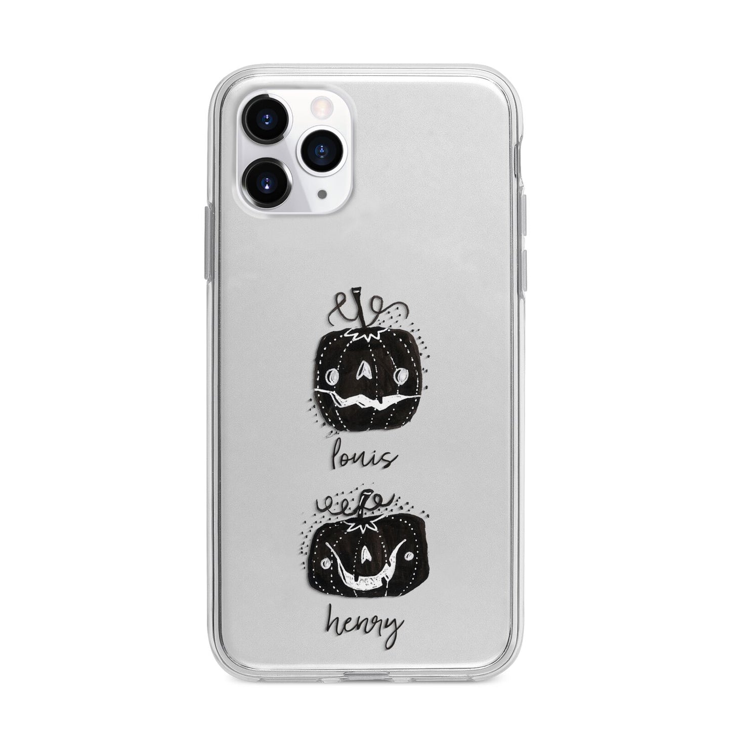 Personalised Pumpkins Apple iPhone 11 Pro in Silver with Bumper Case