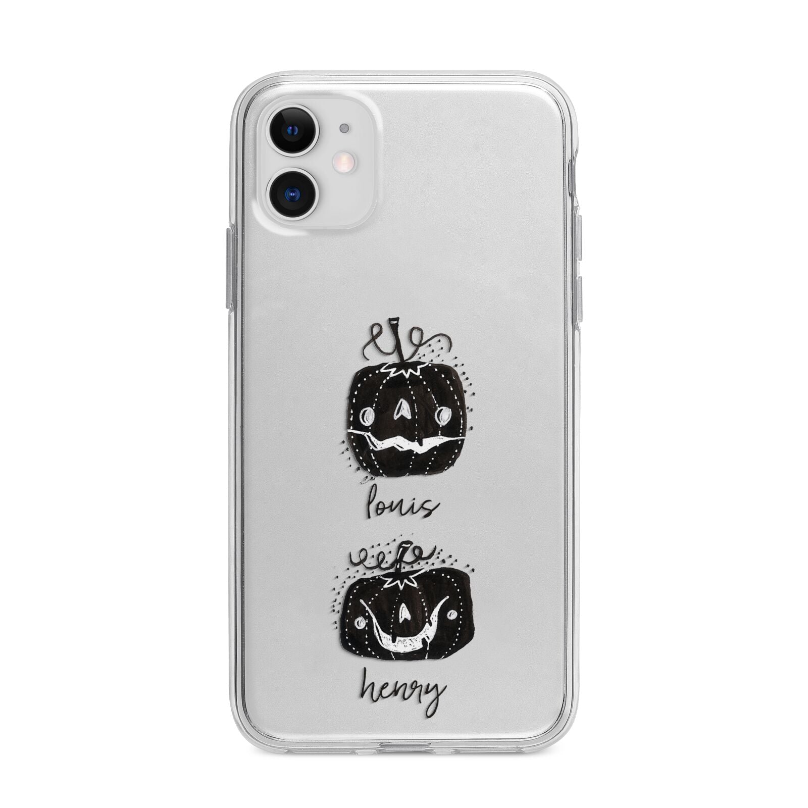 Personalised Pumpkins Apple iPhone 11 in White with Bumper Case