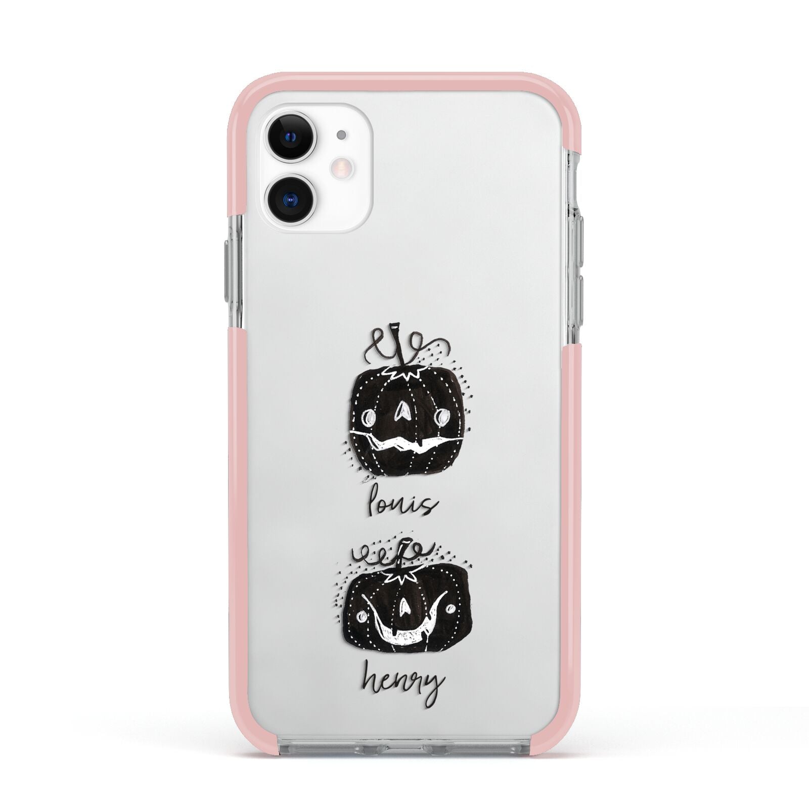 Personalised Pumpkins Apple iPhone 11 in White with Pink Impact Case