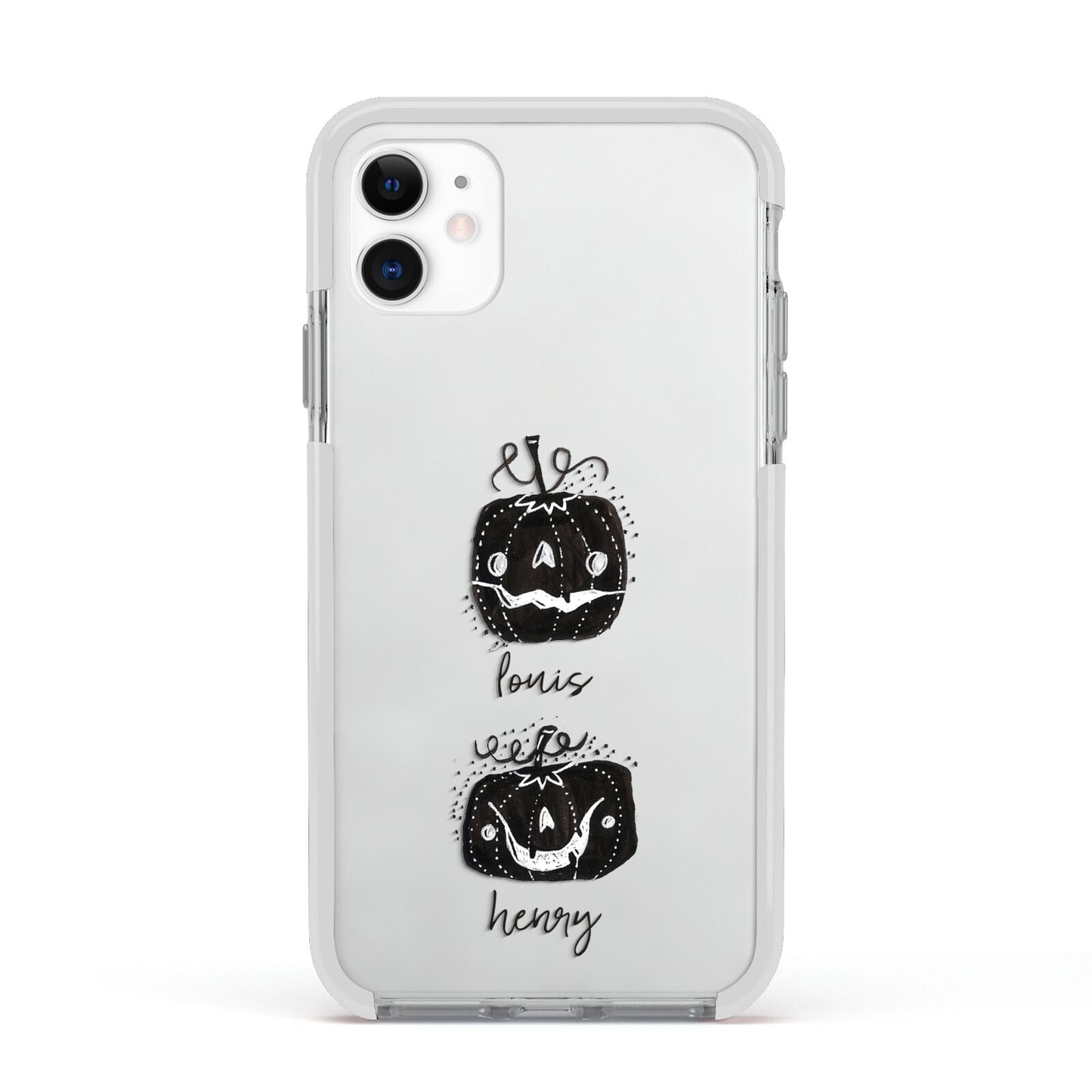 Personalised Pumpkins Apple iPhone 11 in White with White Impact Case