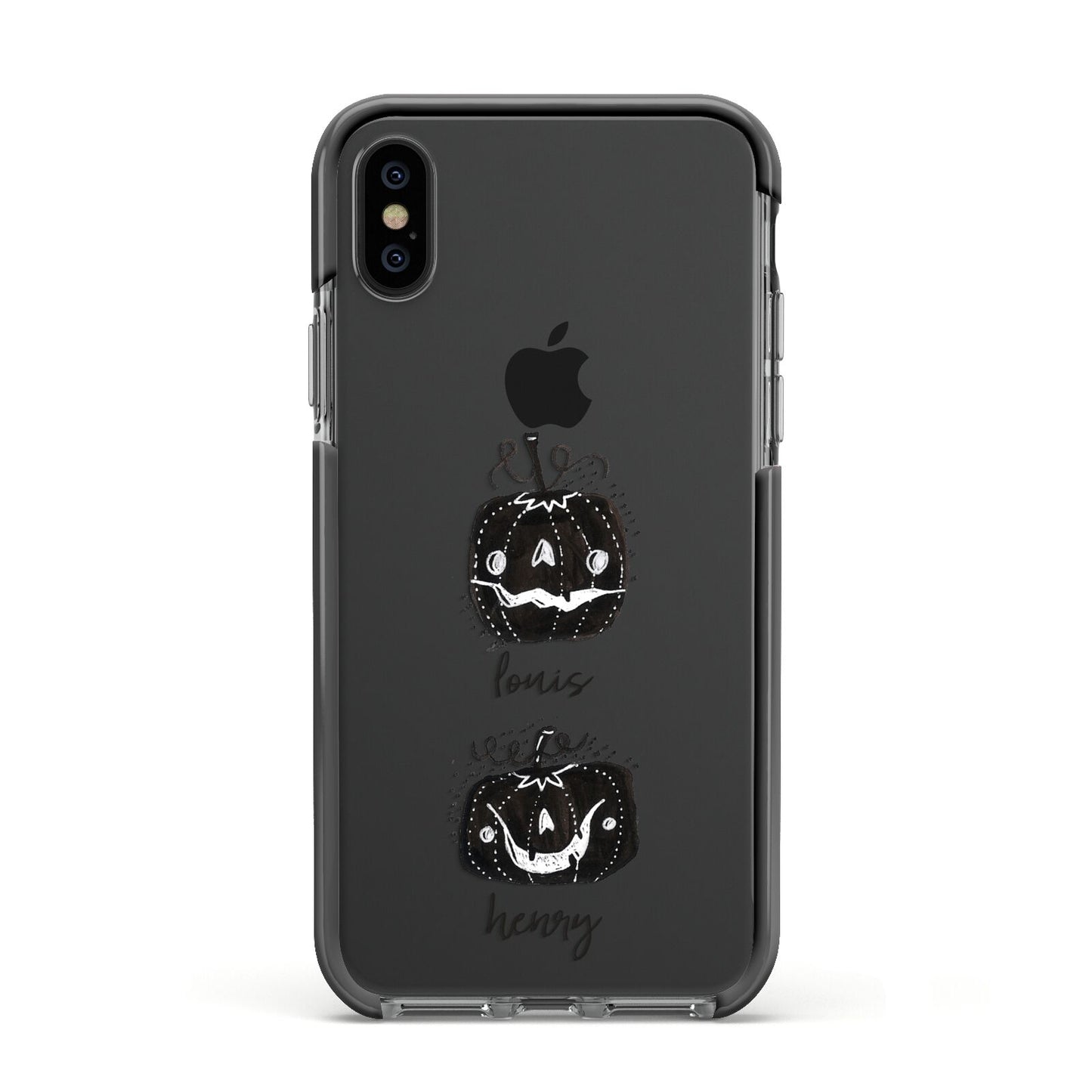 Personalised Pumpkins Apple iPhone Xs Impact Case Black Edge on Black Phone