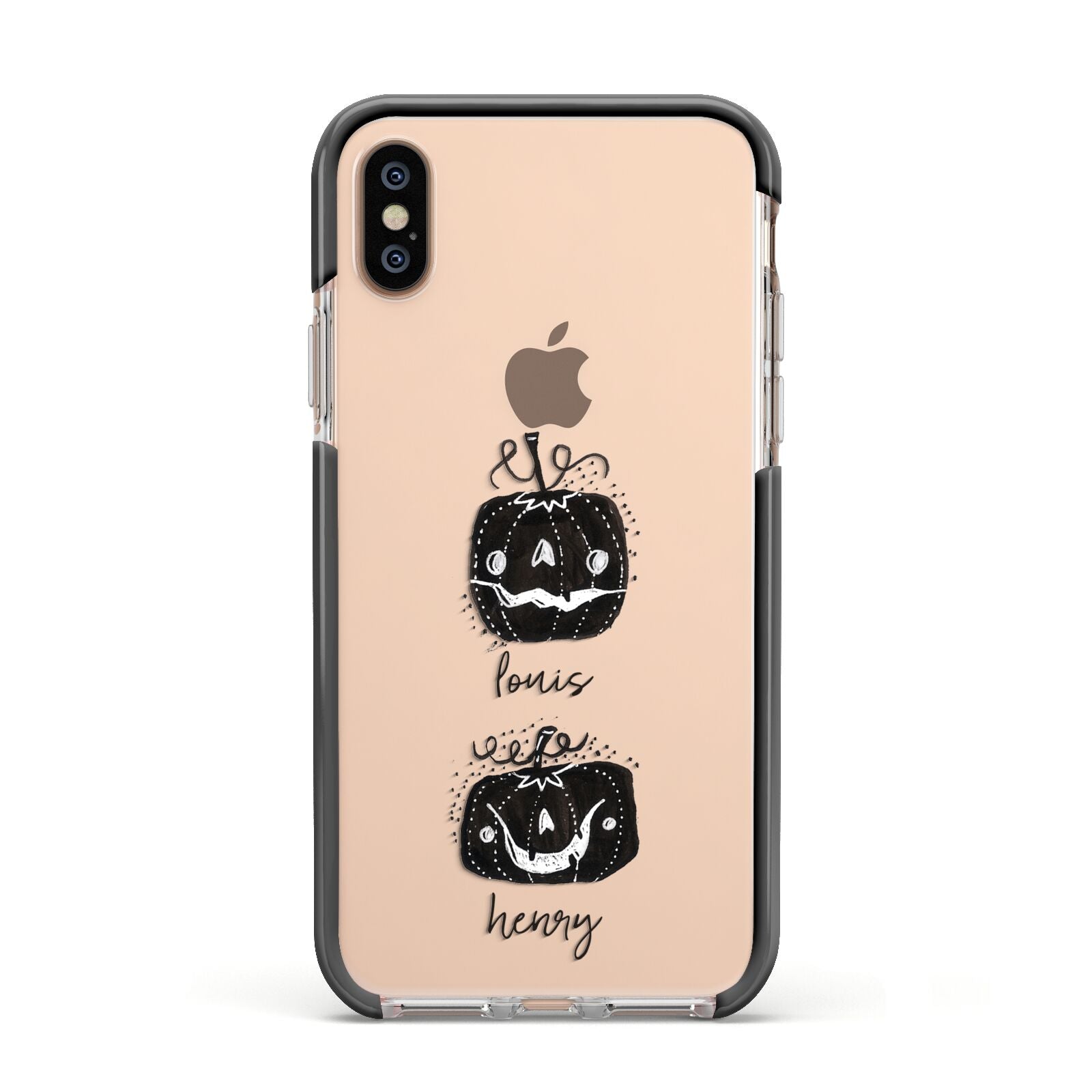 Personalised Pumpkins Apple iPhone Xs Impact Case Black Edge on Gold Phone