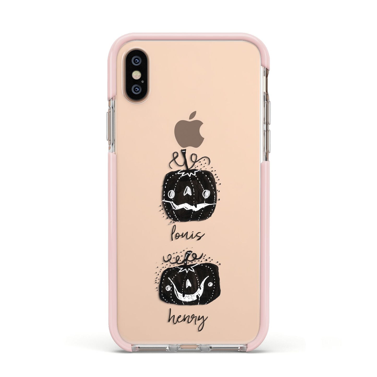 Personalised Pumpkins Apple iPhone Xs Impact Case Pink Edge on Gold Phone