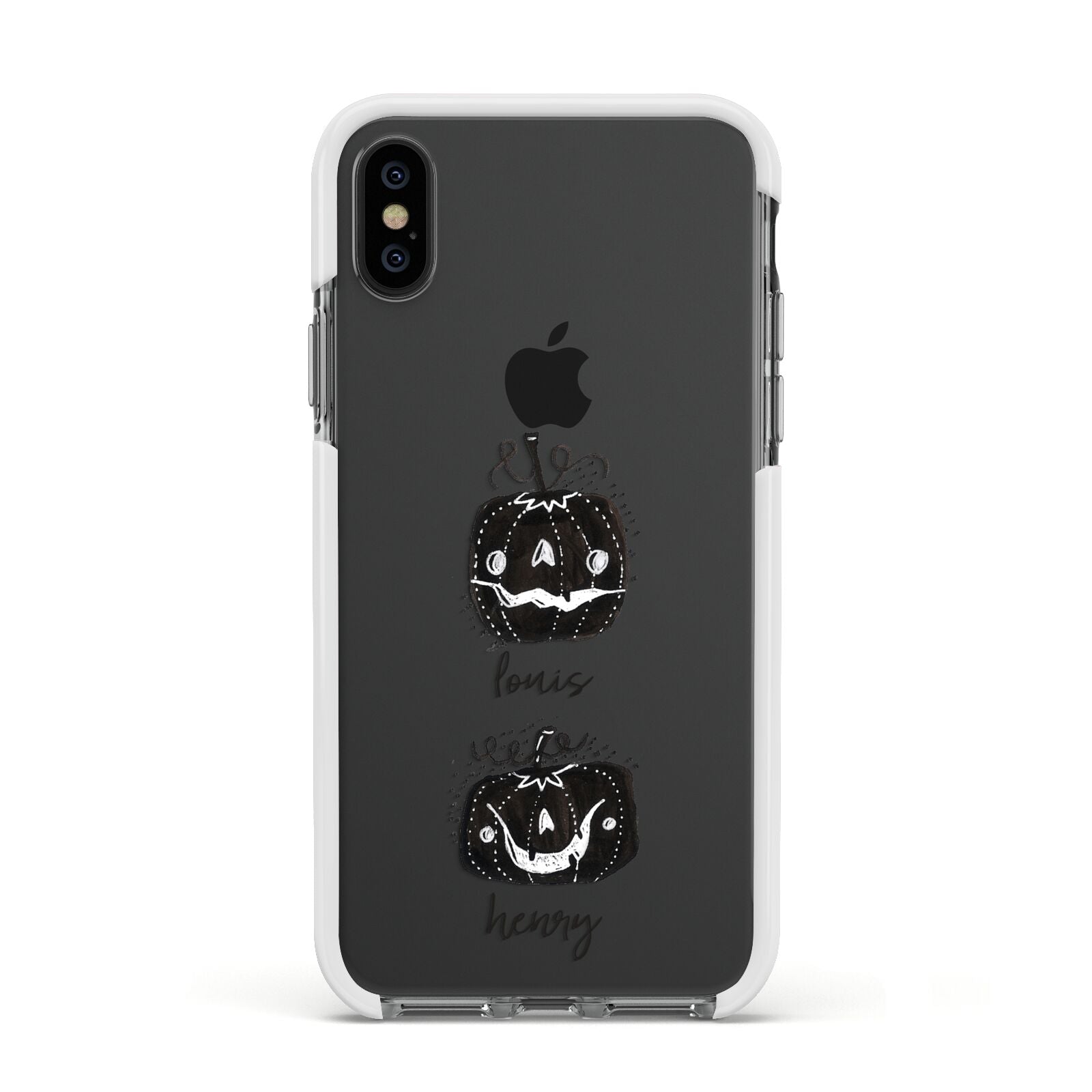 Personalised Pumpkins Apple iPhone Xs Impact Case White Edge on Black Phone