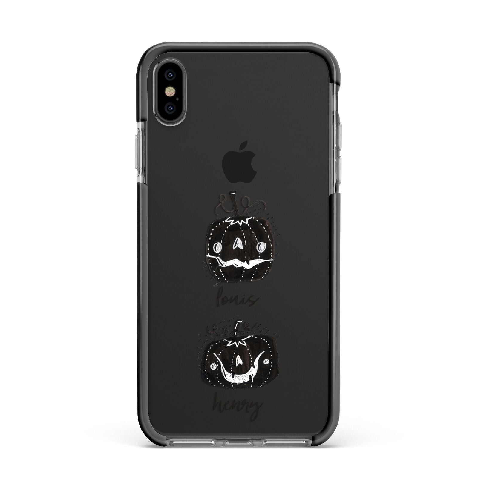 Personalised Pumpkins Apple iPhone Xs Max Impact Case Black Edge on Black Phone