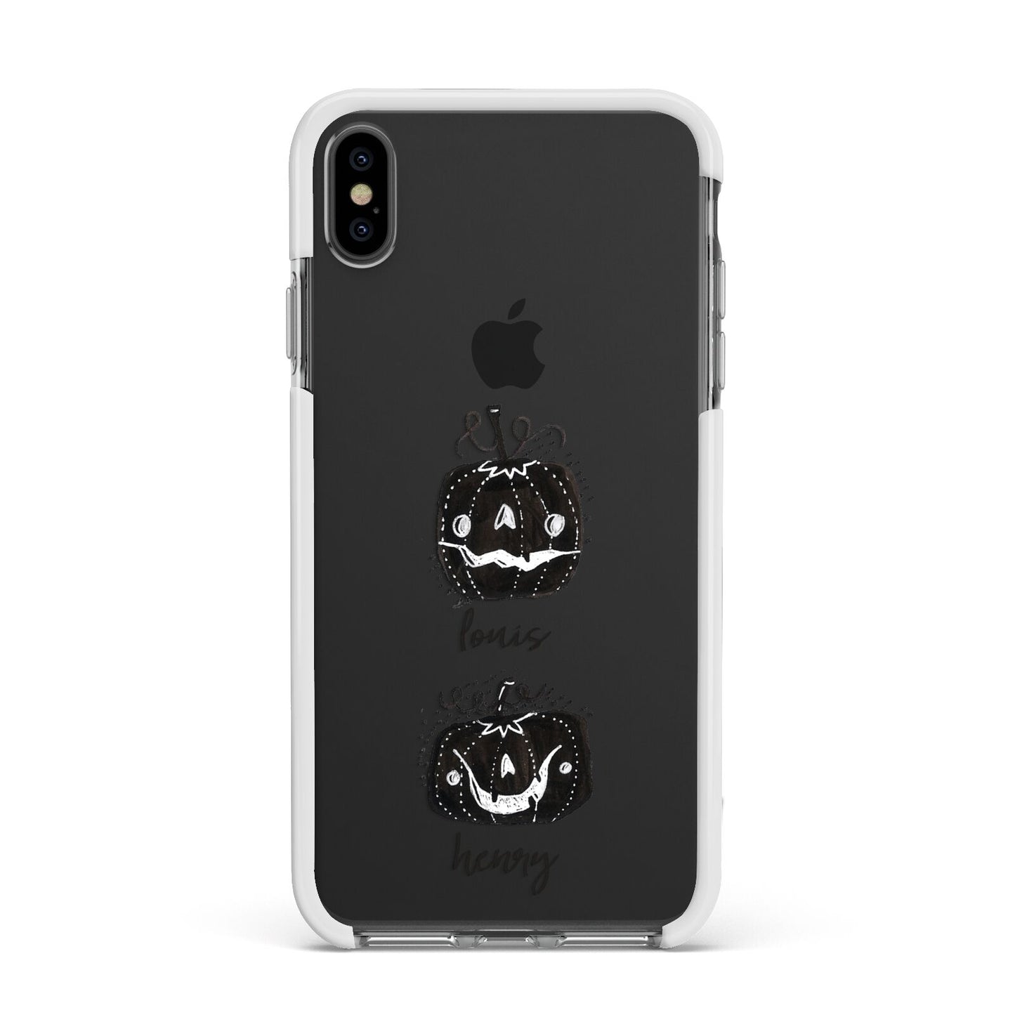 Personalised Pumpkins Apple iPhone Xs Max Impact Case White Edge on Black Phone