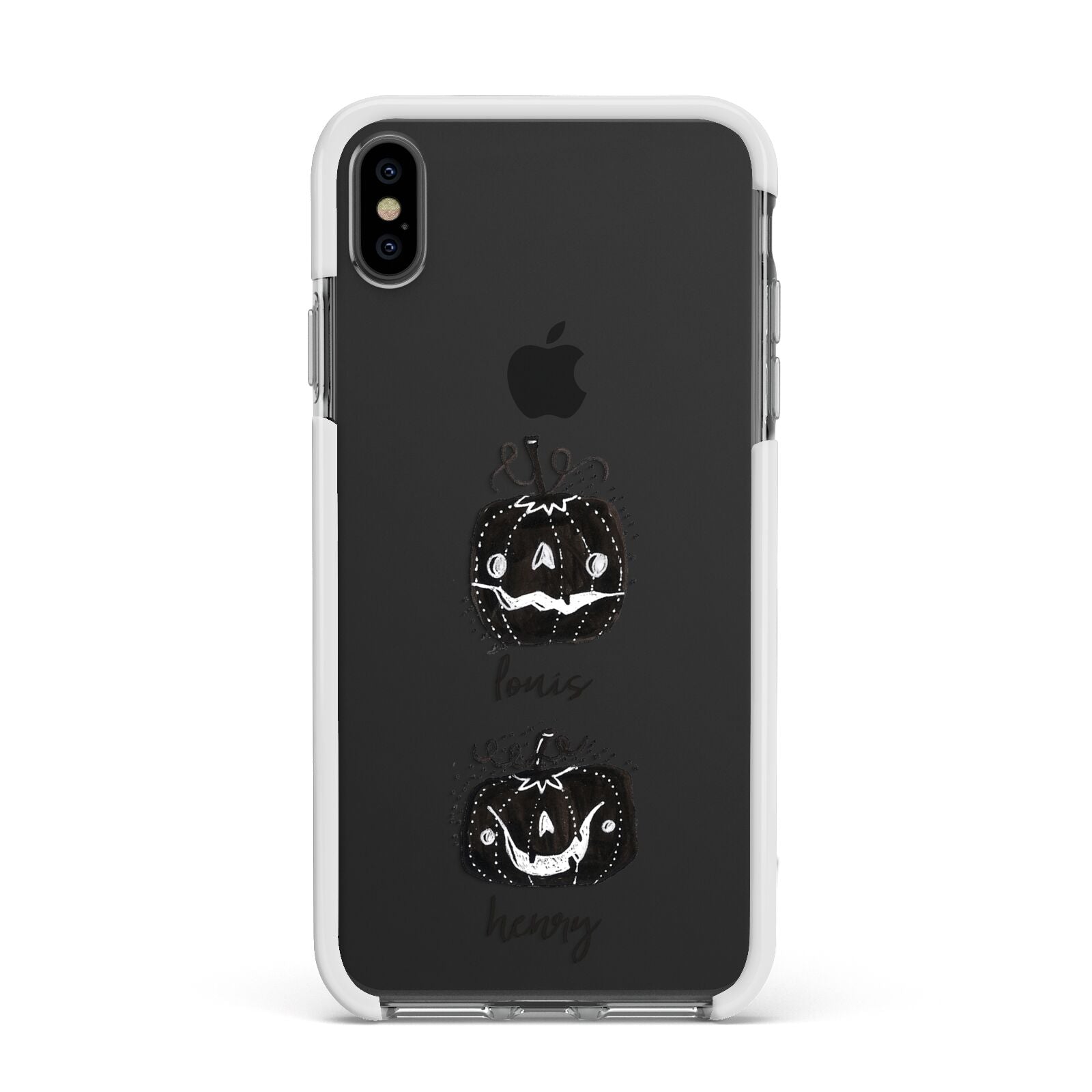 Personalised Pumpkins Apple iPhone Xs Max Impact Case White Edge on Black Phone