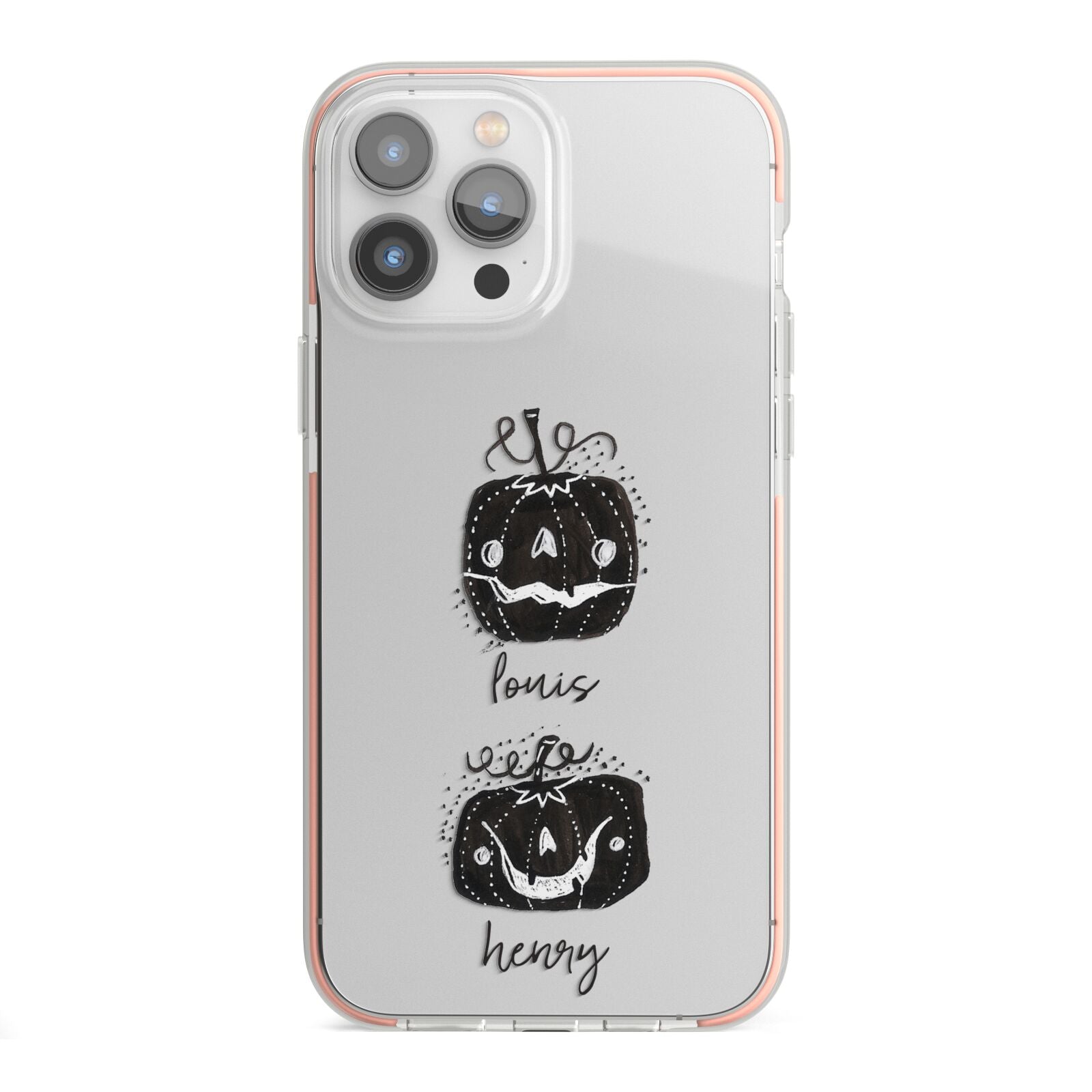 Personalised Pumpkins iPhone 13 Pro Max TPU Impact Case with Pink Edges