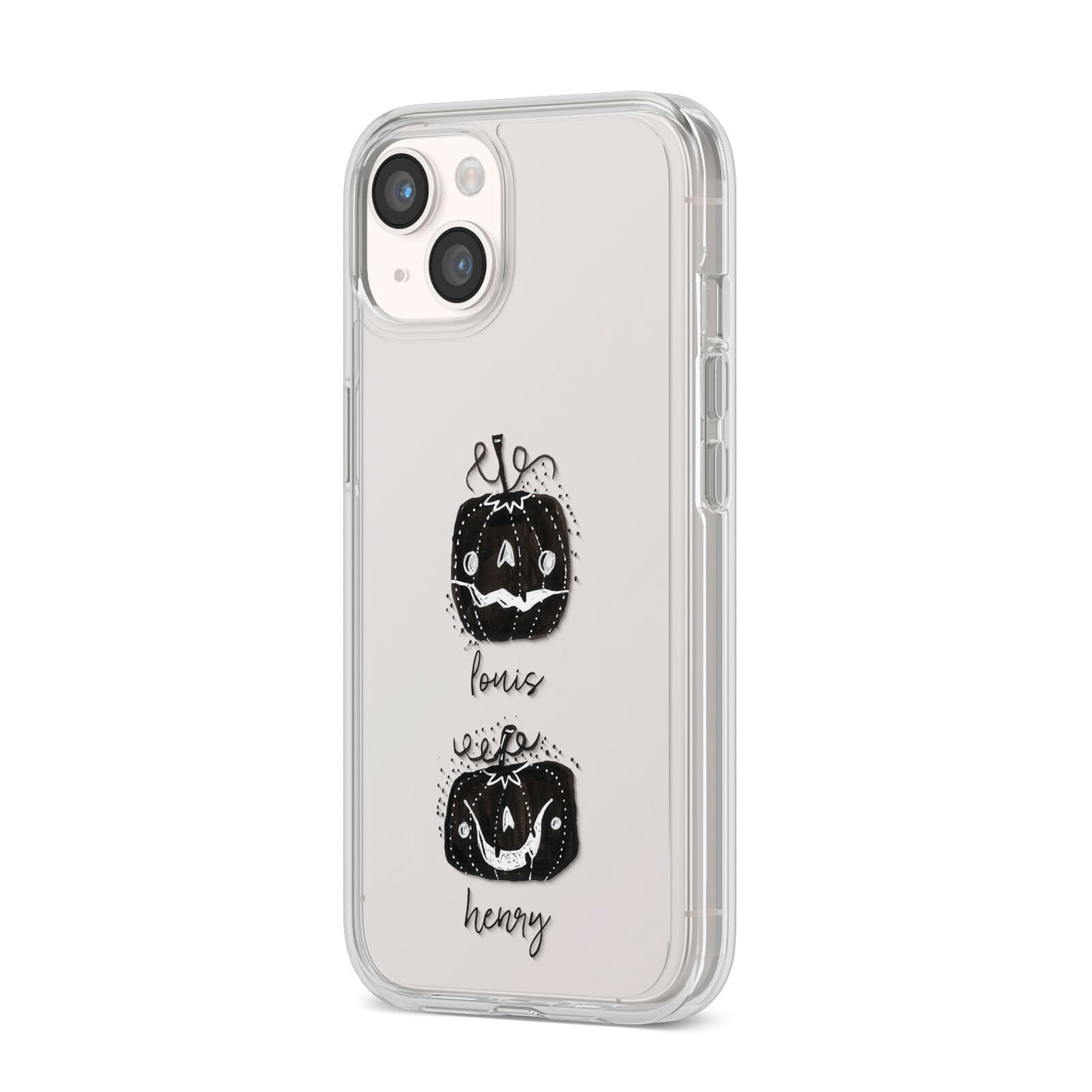 Personalised Pumpkins iPhone 14 Clear Tough Case Starlight Angled Image