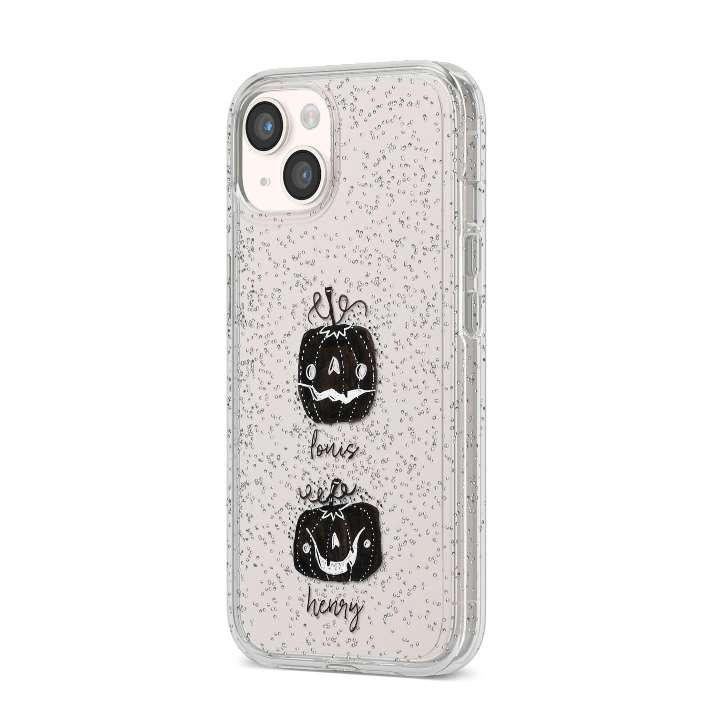 Personalised Pumpkins iPhone 14 Glitter Tough Case Starlight Angled Image