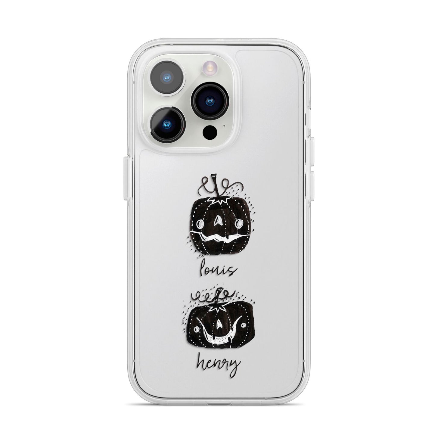 Personalised Pumpkins iPhone 14 Pro Clear Tough Case Silver