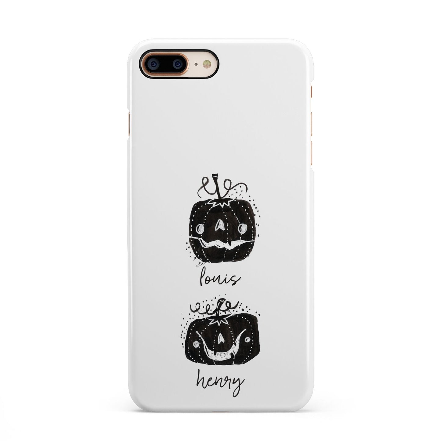 Personalised Pumpkins iPhone 8 Plus 3D Snap Case on Gold Phone