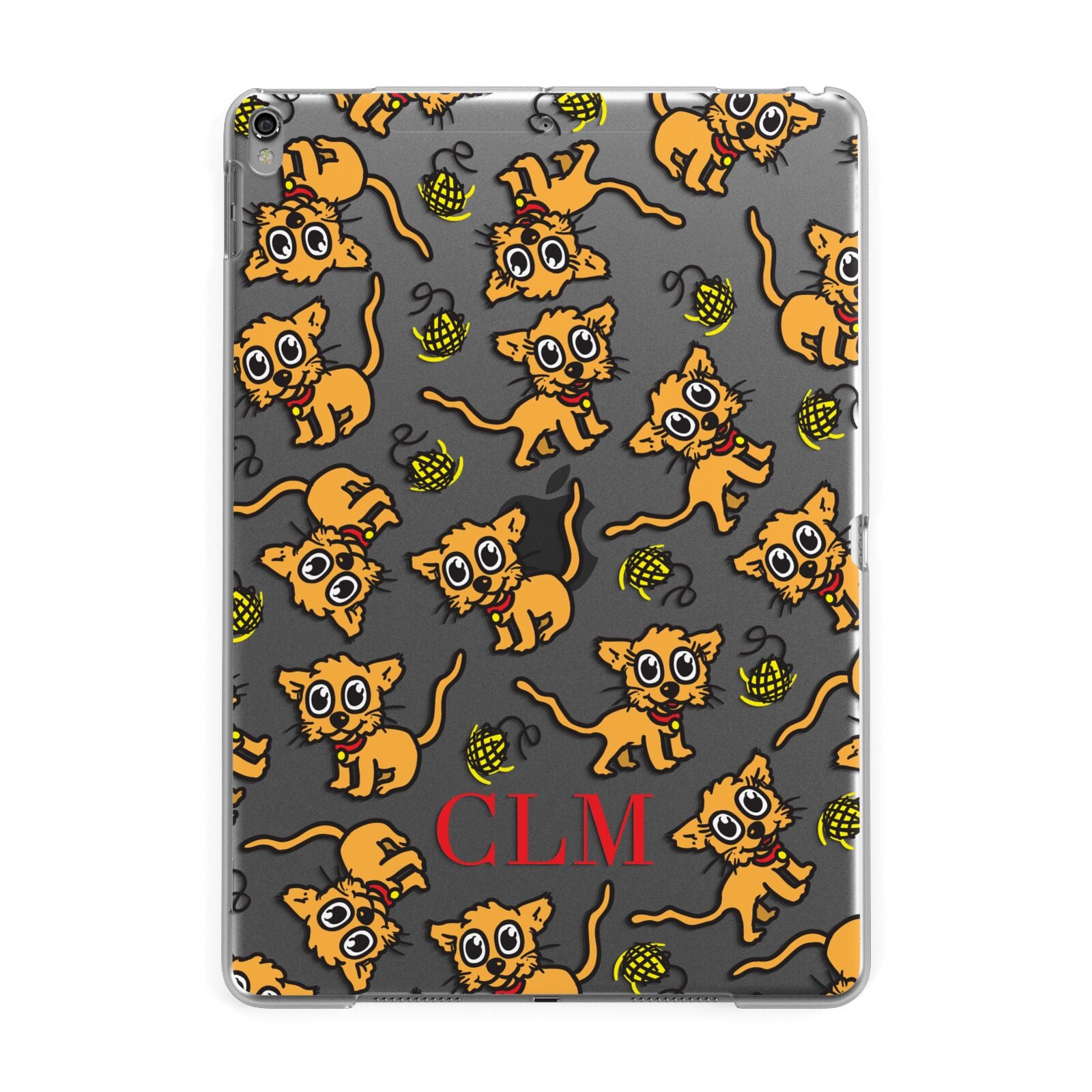 Personalised Puppy Initials Clear Apple iPad Grey Case