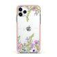 Personalised Purple Flowers Apple iPhone 11 Pro in Silver with Pink Impact Case