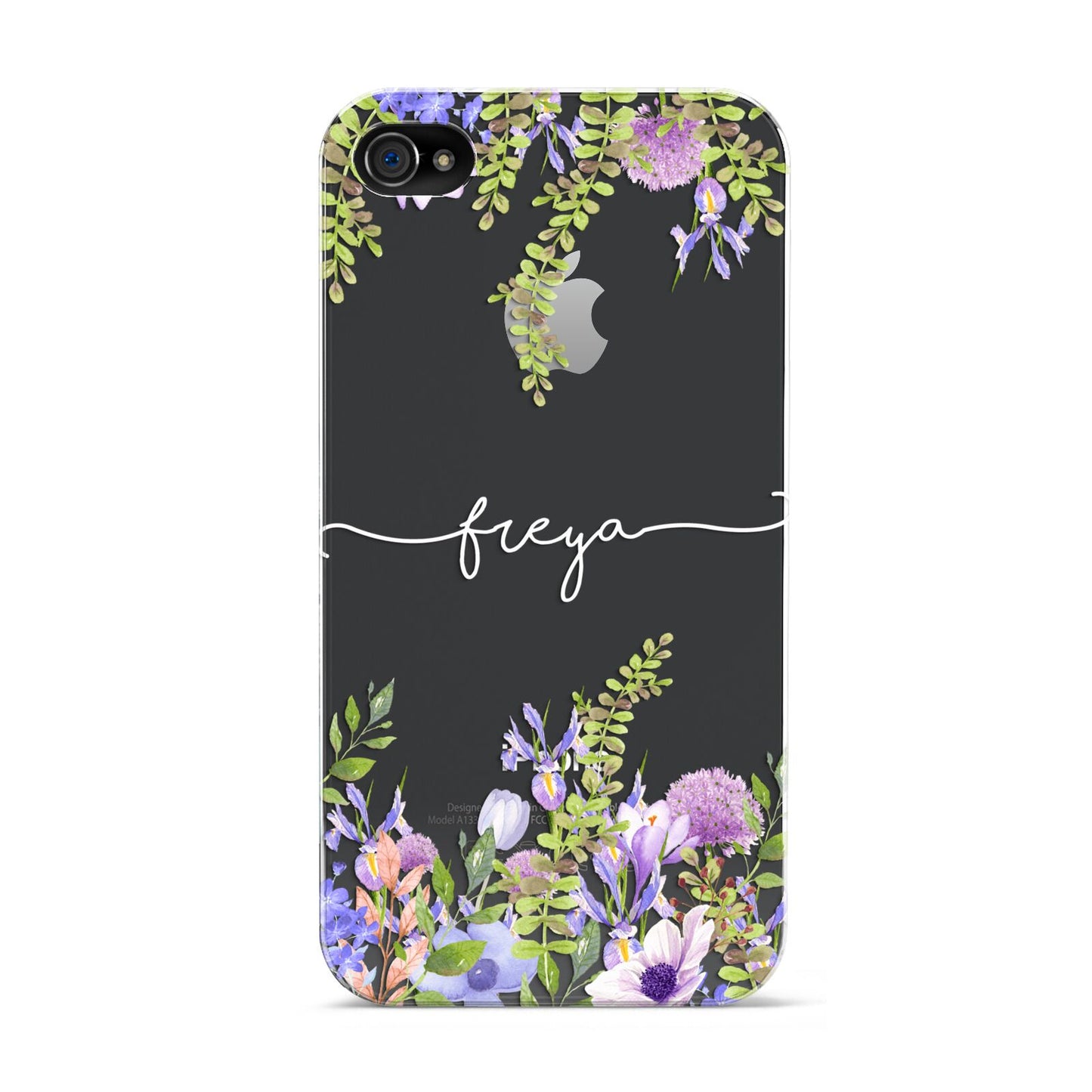 Personalised Purple Flowers Apple iPhone 4s Case