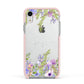 Personalised Purple Flowers Apple iPhone XR Impact Case Pink Edge on Silver Phone