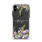 Personalised Purple Flowers Apple iPhone Xs Impact Case White Edge on Black Phone