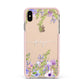 Personalised Purple Flowers Apple iPhone Xs Max Impact Case Pink Edge on Gold Phone