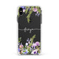 Personalised Purple Flowers Apple iPhone Xs Max Impact Case White Edge on Black Phone