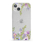 Personalised Purple Flowers iPhone 13 Clear Bumper Case