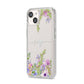 Personalised Purple Flowers iPhone 14 Clear Tough Case Starlight Angled Image