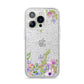 Personalised Purple Flowers iPhone 14 Pro Glitter Tough Case Silver