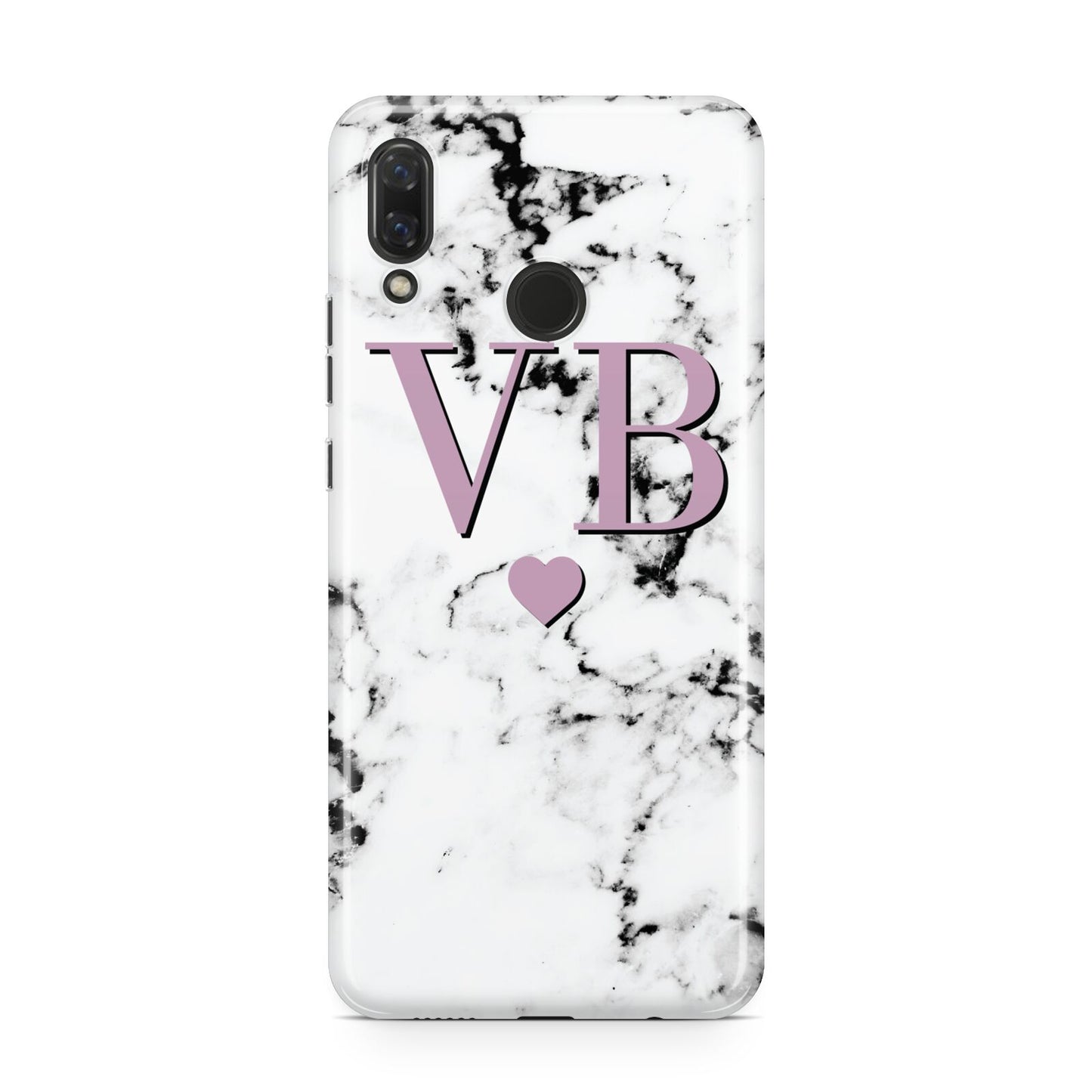 Personalised Purple Initialed Marble Heart Huawei Nova 3 Phone Case