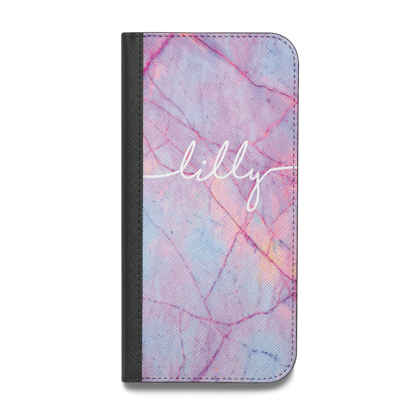 Personalised Purple Marble Name Vegan Leather Flip Samsung Case
