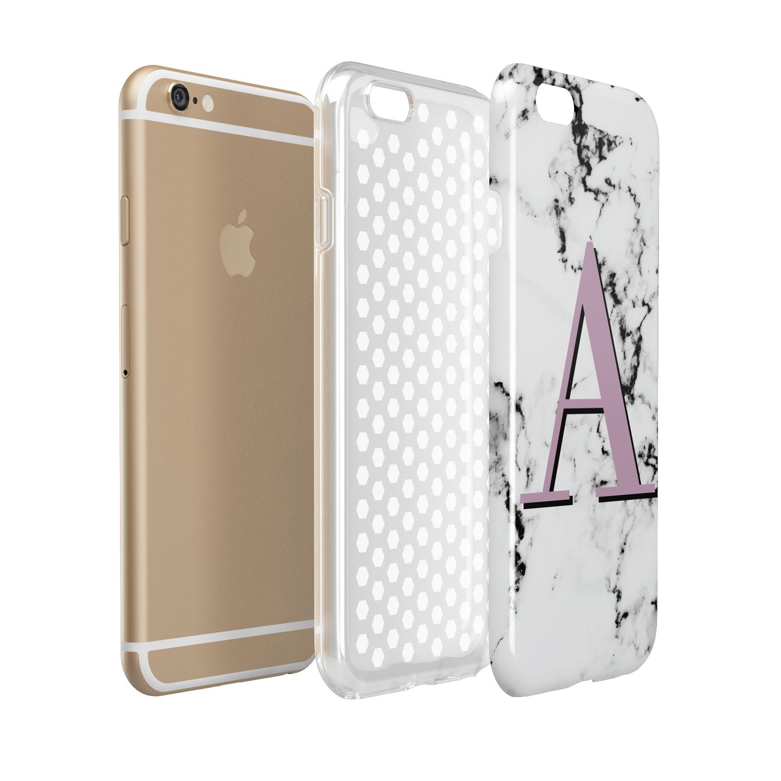 Personalised Purple Single Initial Marble Apple iPhone 6 3D Tough Case Expanded view