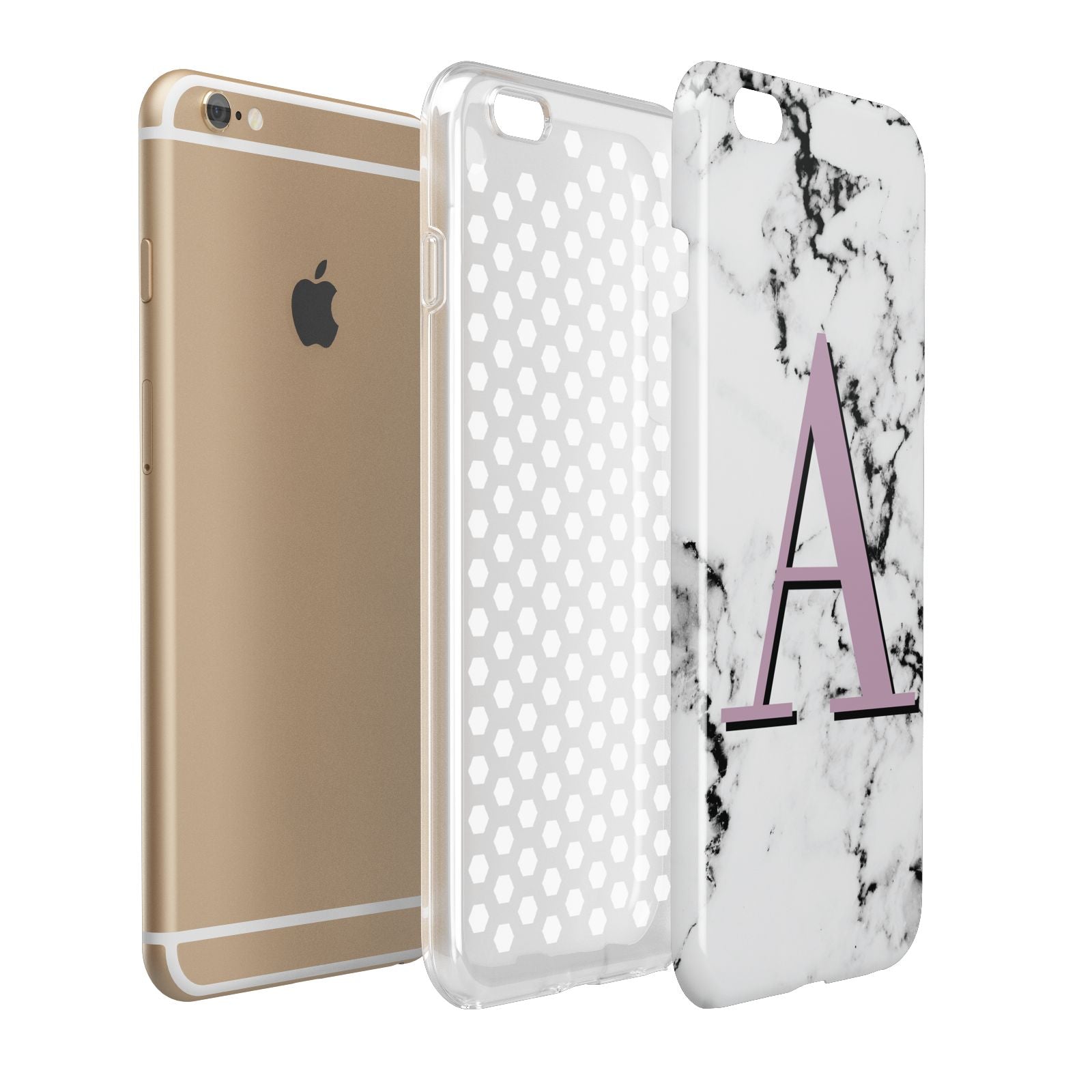 Personalised Purple Single Initial Marble Apple iPhone 6 Plus 3D Tough Case