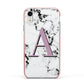 Personalised Purple Single Initial Marble Apple iPhone XR Impact Case Pink Edge on Silver Phone