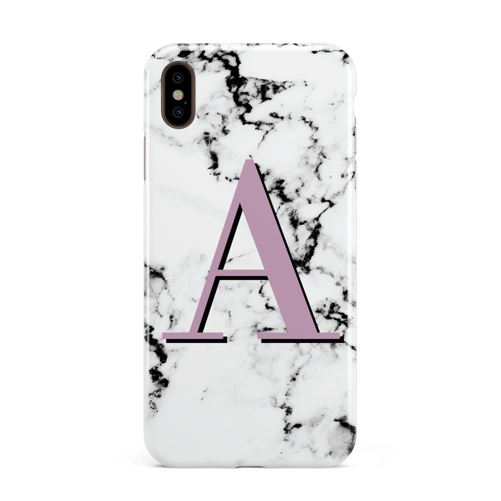 Personalised Purple Single Initial Marble Apple iPhone Xs Max 3D Tough Case