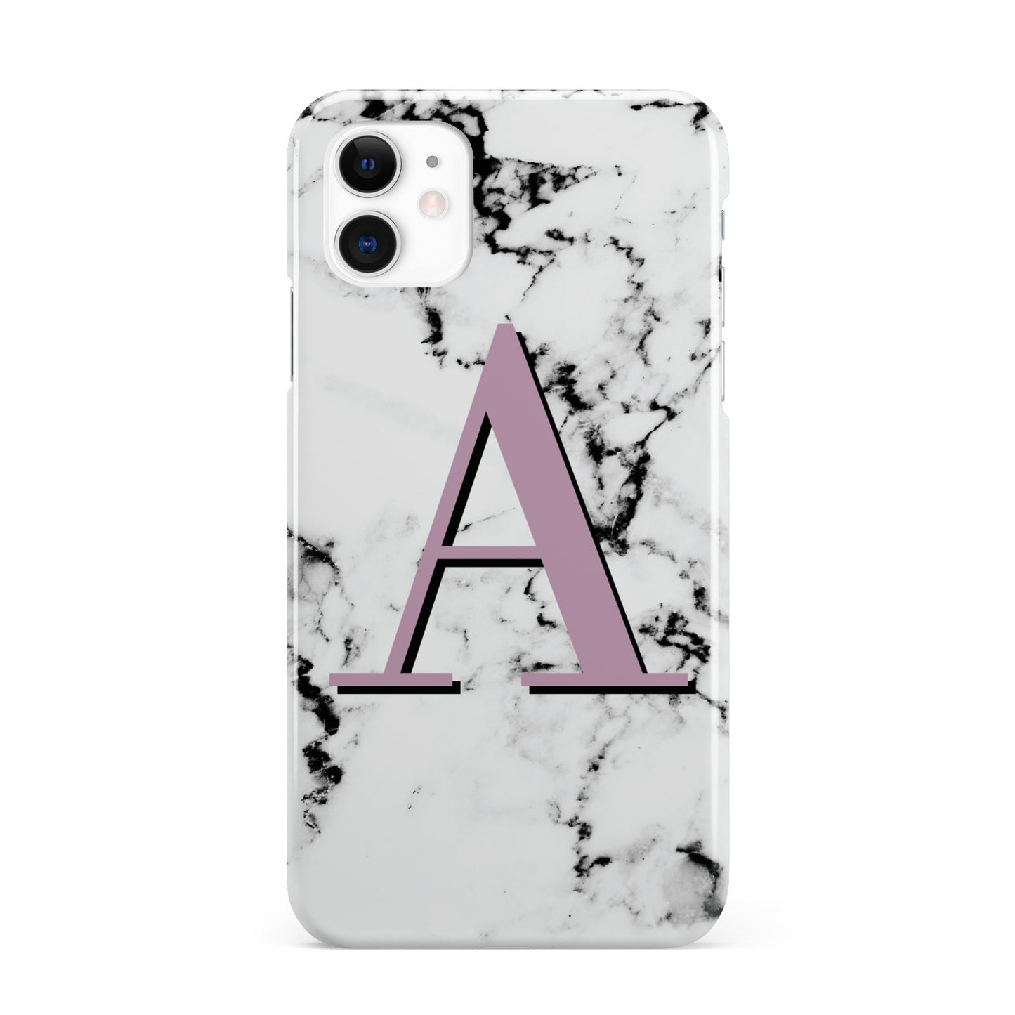 Personalised Purple Single Initial Marble iPhone 11 3D Snap Case