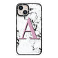 Personalised Purple Single Initial Marble iPhone 13 Black Impact Case on Silver phone