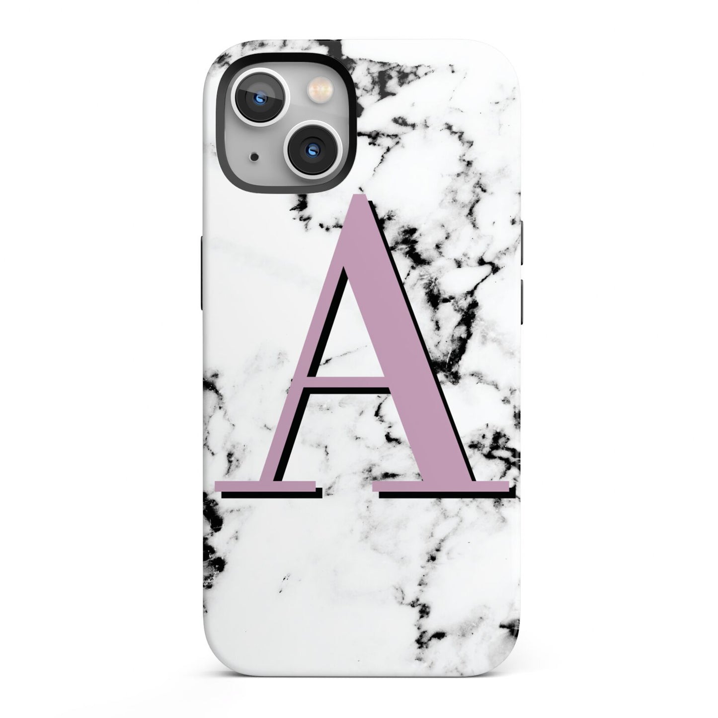 Personalised Purple Single Initial Marble iPhone 13 Full Wrap 3D Tough Case