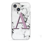 Personalised Purple Single Initial Marble iPhone 13 Mini TPU Impact Case with White Edges