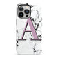 Personalised Purple Single Initial Marble iPhone 13 Pro Full Wrap 3D Tough Case