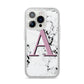 Personalised Purple Single Initial Marble iPhone 14 Pro Glitter Tough Case Silver