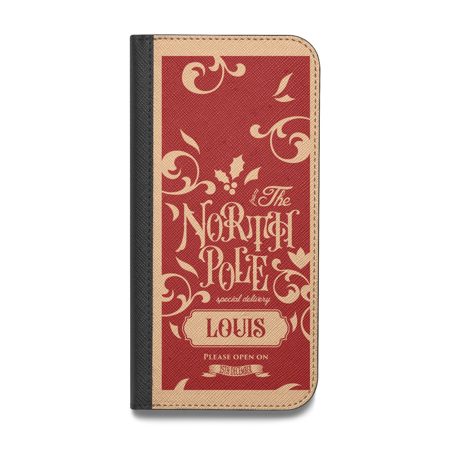 Personalised Red North Pole Vegan Leather Flip Samsung Case