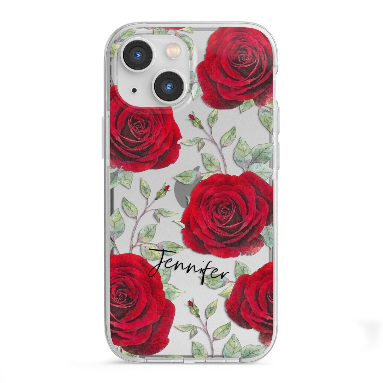 Personalised Red Roses iPhone 13 Mini TPU Impact Case with White Edges