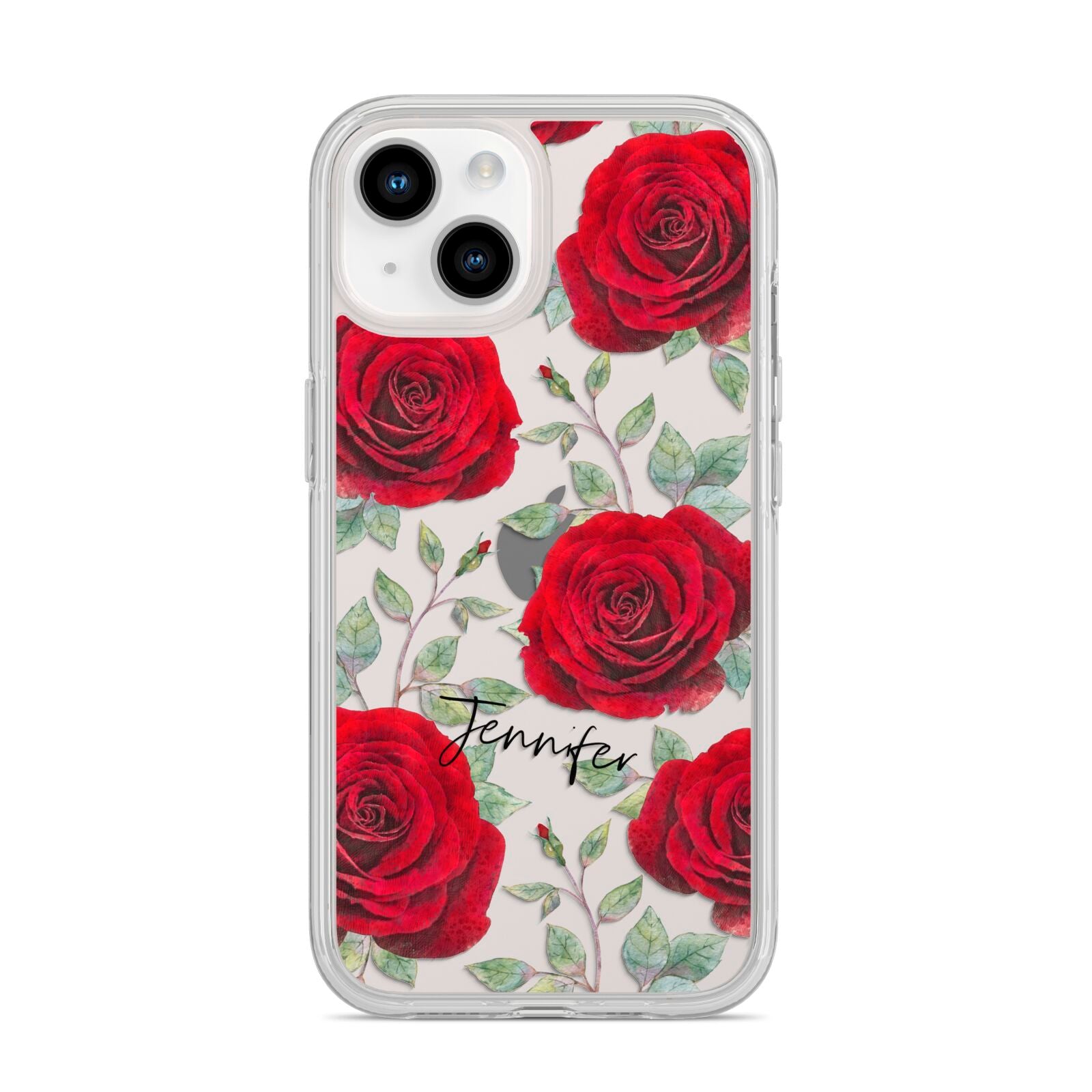 Personalised Red Roses iPhone 14 Clear Tough Case Starlight