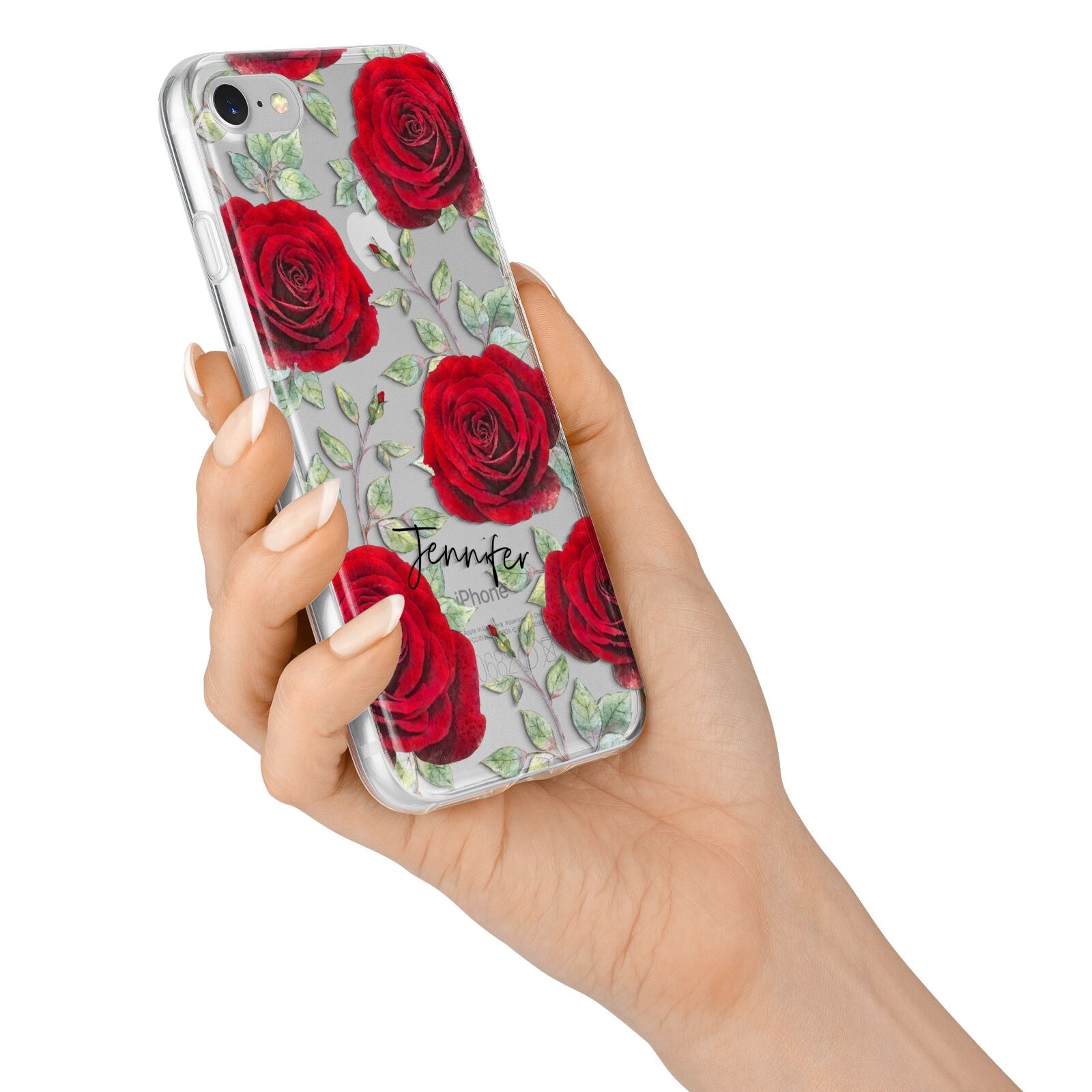 Personalised Red Roses iPhone 7 Bumper Case on Silver iPhone Alternative Image