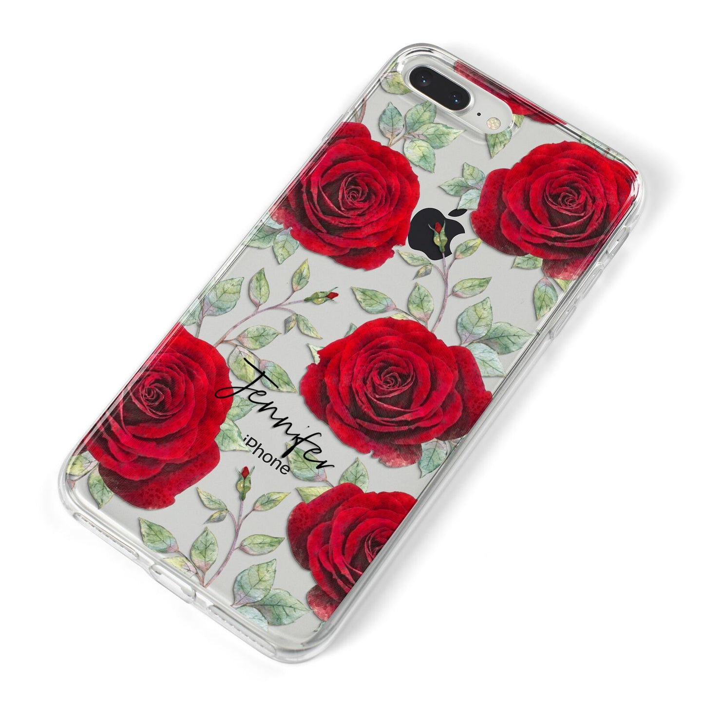 Personalised Red Roses iPhone 8 Plus Bumper Case on Silver iPhone Alternative Image